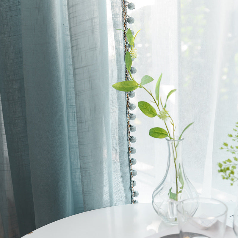 Factory supply nanju North house living room balcony project comes with fairy fine cross yarn cotton and linen bamboo window screen