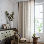 Curtain Finished Cotton and Linen Kitchen Curtain Bohemian Style Black and White Printed Bay Window Curtain