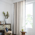 Curtain Finished Cotton and Linen Kitchen Curtain Bohemian Style Black and White Printed Bay Window Curtain