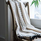 Curtain Finished Cotton and Linen Kitchen Curtain Bohemian Style Black and White Printed Bay Window Curtain