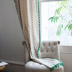 Curtain finished small daisy printed tassel American small window kitchen curtain cotton and linen semi-shading bay window factory outlet
