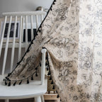 Curtain Shades Rose Printed Tassel American Style Small Window Kitchen Curtain Cotton and Linen Semi-Shaded Bay Window Small Window