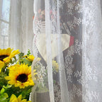 American-style Nordic French-style Lace Window Screen Warp Knitted Jacquard Balcony Curtain Door Curtain Rose Garden Window Screen Finished Cross-border