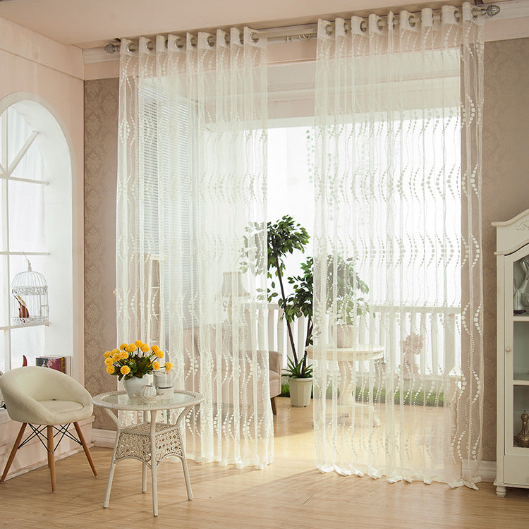 2025 New pure white jacquard trim curtain screen finished transparent hollow window screen wholesale factory direct sales
