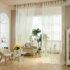 2025 New pure white jacquard trim curtain screen finished transparent hollow window screen wholesale factory direct sales