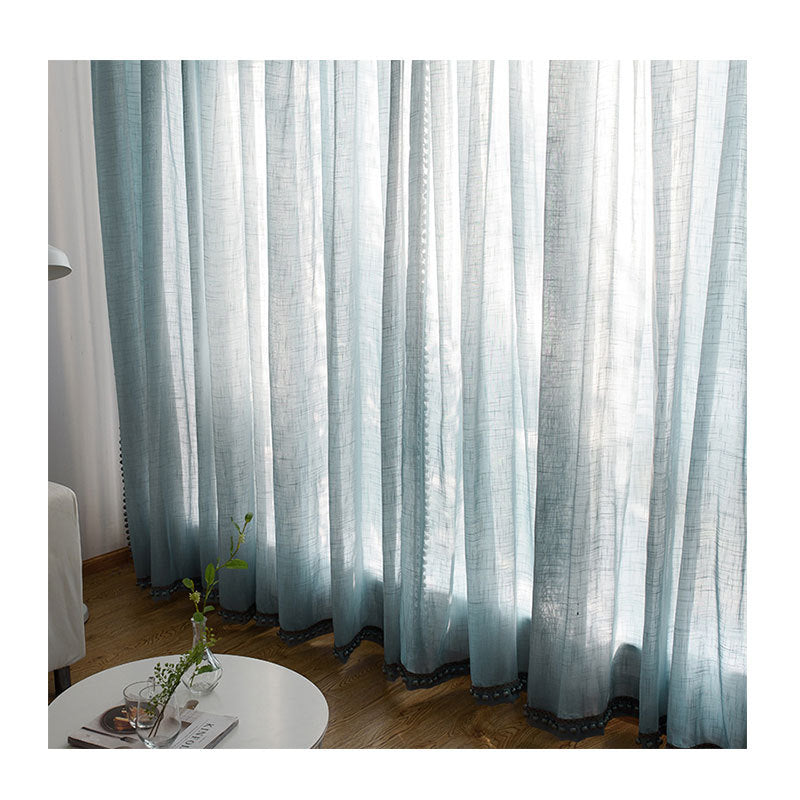 Factory supply nanju North house living room balcony project comes with fairy fine cross yarn cotton and linen bamboo window screen