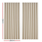 Artiss 2X Blockout Curtains Eyelet 300x230cm Beige-1