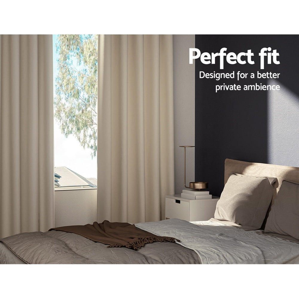 Artiss 2X Blockout Curtains Eyelet 300x230cm Beige-2