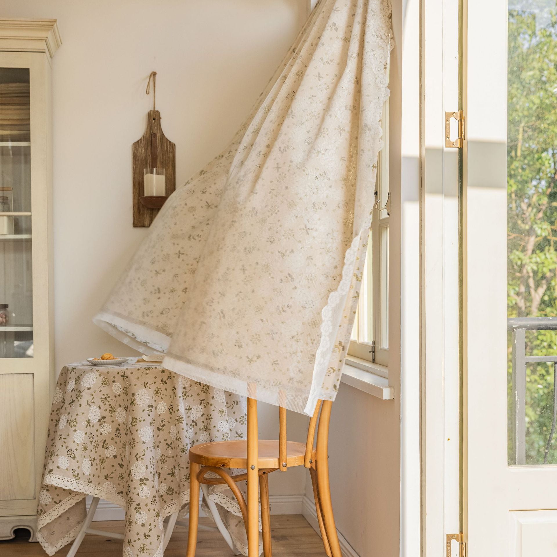 Grey Printed Curtain Sketch Semi-Shading Short Design Fresh Style Direct from Factory