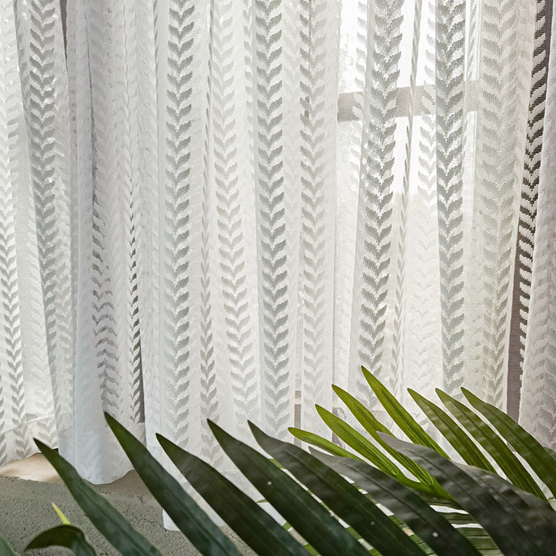 White Gauze Curtain Leaf Gauze Short Curtain Half Curtain Punch-free Door Curtain Self-adhesive Simple Bay Window Kitchen Curtain Coffee Shade Curtain