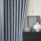 New Chinese Moire Wave Roll Texture Gray Blue High-end Living Room Bedroom Curtain High Temperature Sizing Package Installation