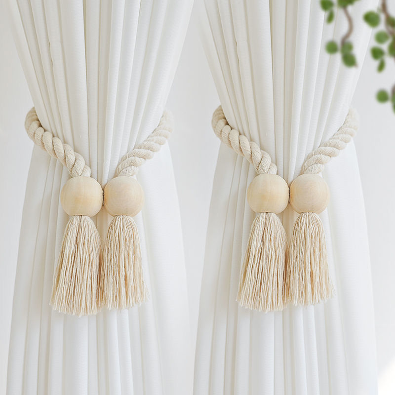 Hot New Cross-border Source Pastoral Curtain Tie Log Strong Magnetic Non-perforated Magnetic Tie Buckle Tie Rope Tie