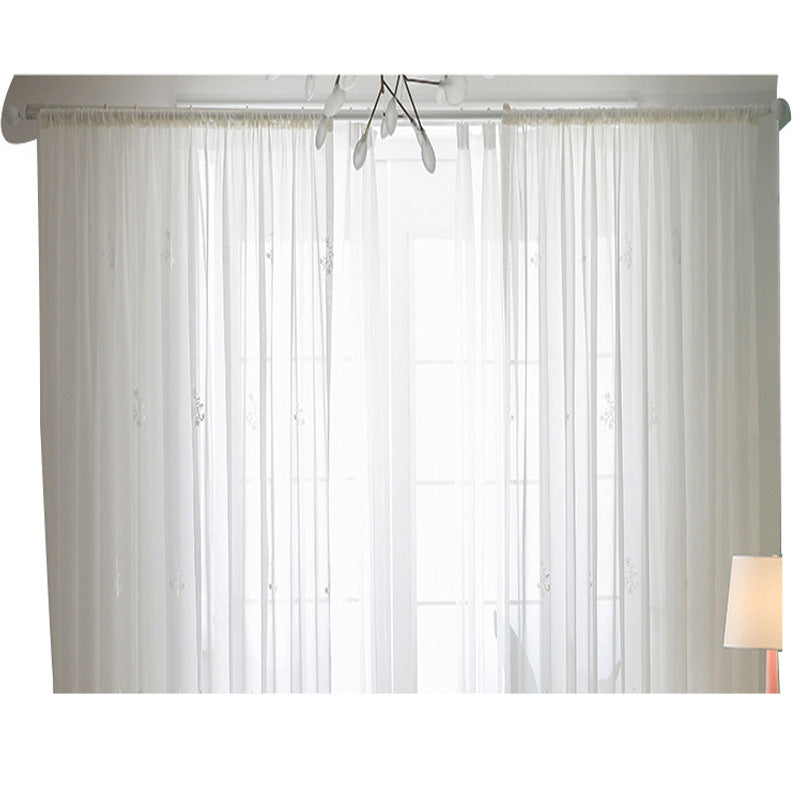 Factory Supply Light Luxury Modern Simple Plain Cotton Thread Embroidered Window Screen Semi-Shaded Bedroom Balcony Window Screen Spot