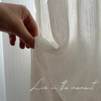 French double-layer cream color linen yarn balcony living room curtain semi-shading transparent gauze curtain floor window