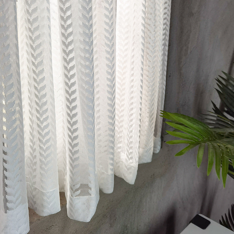 White Gauze Curtain Leaf Gauze Short Curtain Half Curtain Punch-free Door Curtain Self-adhesive Simple Bay Window Kitchen Curtain Coffee Shade Curtain