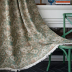 Shades Curtain Green Oil Painting Flower Kitchen Curtain American Country Noise-Reducing Curtains  Bay Window Curtain Finished Semi-shading