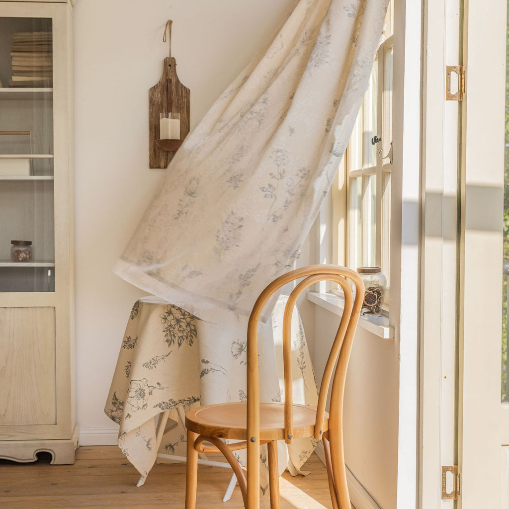 Grey Printed Curtain Sketch Semi-Shading Short Design Fresh Style Direct from Factory