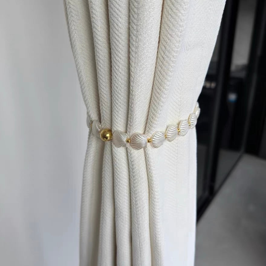 Ocean Heart Shell Curtain Tape Bedroom Living Room Gauze Curtain Light Luxury Rhinestone Magnetic Buckle Tying Rope Cable Tie Pair