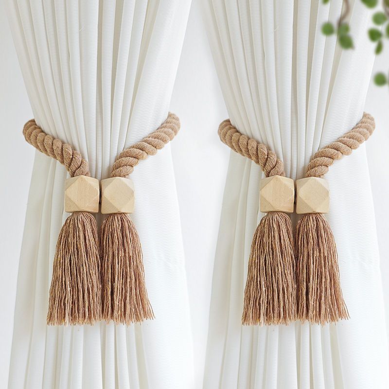 Hot New Cross-border Source Pastoral Curtain Tie Log Strong Magnetic Non-perforated Magnetic Tie Buckle Tie Rope Tie