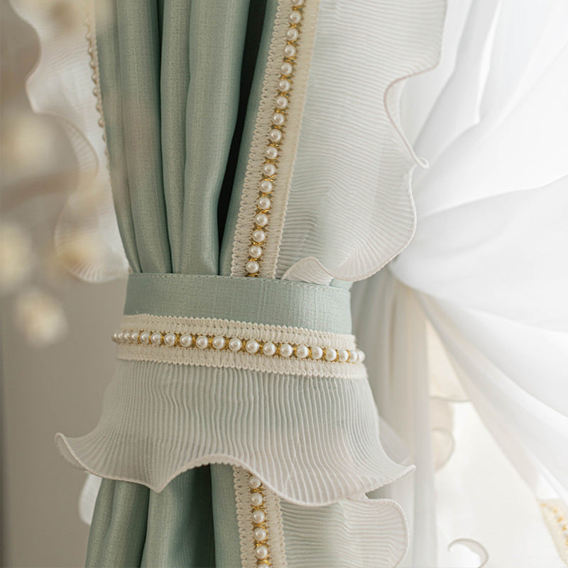 French Mulberry Silk Romantic Princess Lace Curtain Fabric High Precision Silk High Temperature Shaped Curtain Finished Products