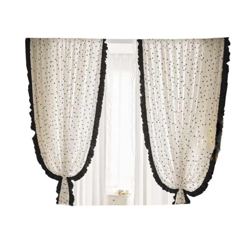 Hepburn style French retro romantic Chanel style lace curtain design sense window screen curtain sweet girl room curtain