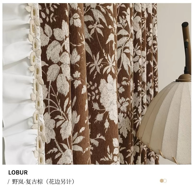 Autumn New American Style Antique Jacquard Curtain Vintage Chenille Bedroom Living Room Bay Window Thickened Blackout Curtain