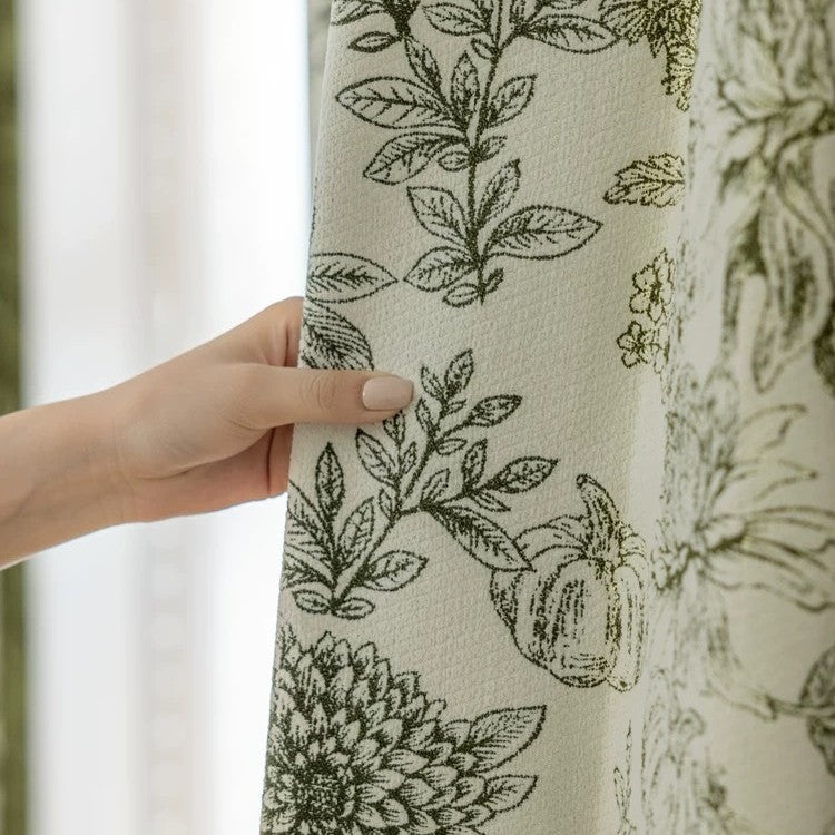 2025 New Arrival Middle French Style Chenille Jacquard Curtain Blackout Retro Bedroom Living Room Advanced Sense Tasha Garden