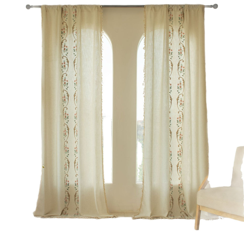 Curtain Transparent and Impermeable American Country Pastoral Curtain Living Room Balcony Bedroom Decoration