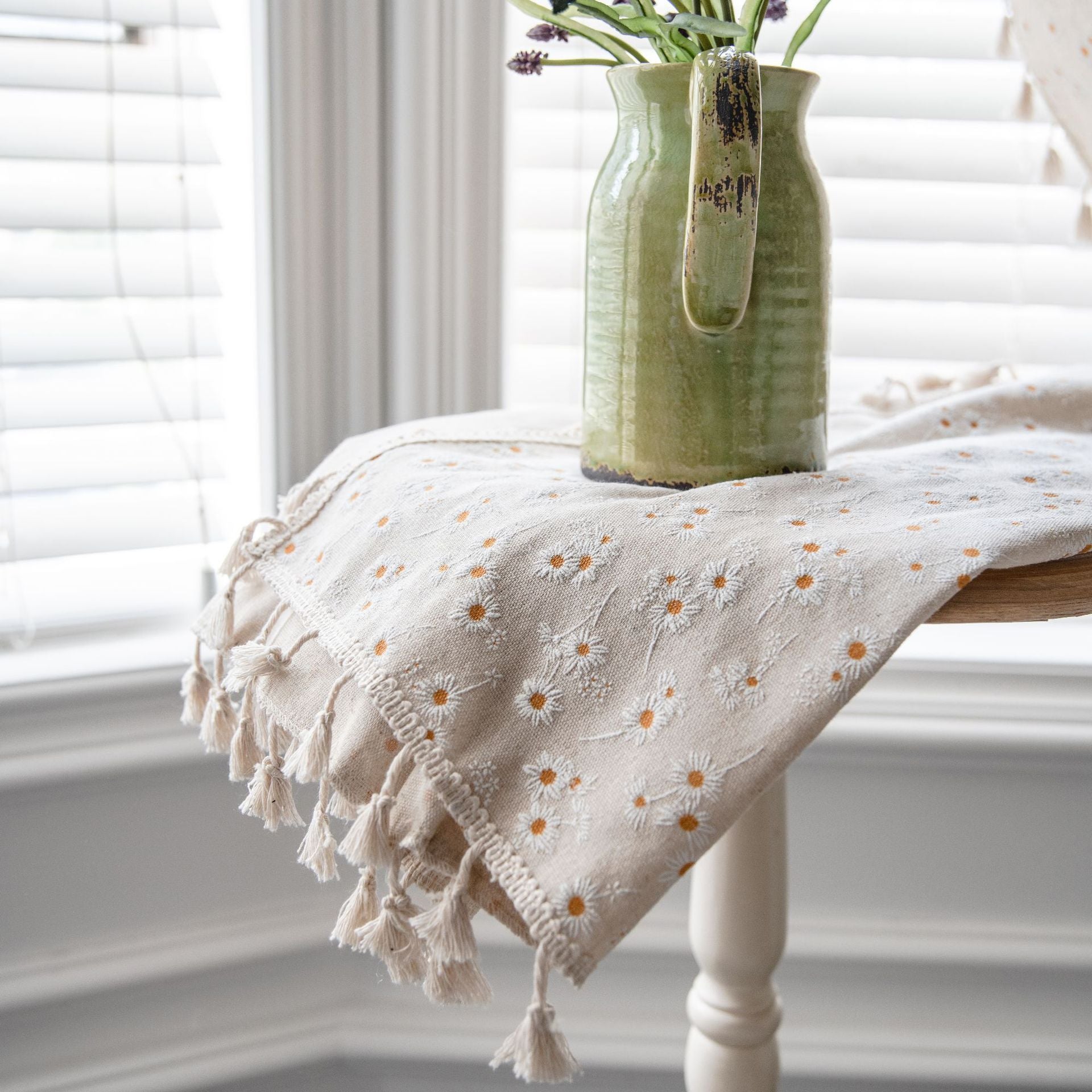 Curtain Finished Cotton and Linen Kitchen Curtain Pastoral Daisy Printed Bay Window Curtain