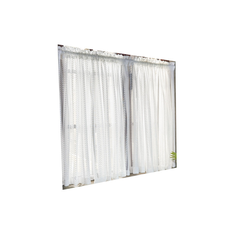 White Gauze Curtain Leaf Gauze Short Curtain Half Curtain Punch-free Door Curtain Self-adhesive Simple Bay Window Kitchen Curtain Coffee Shade Curtain