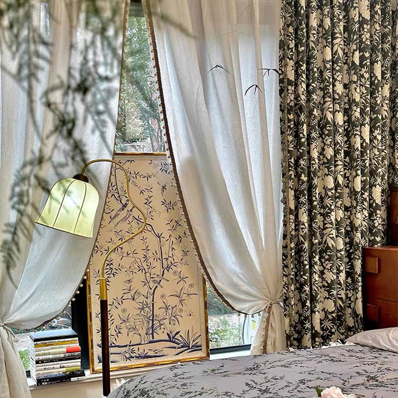 Autumn New American Style Antique Jacquard Curtain Vintage Chenille Bedroom Living Room Bay Window Thickened Blackout Curtain