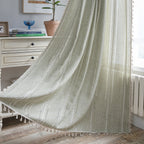 Curtain Finished White Striped Embroidered Curtain Semi-Shading Curtain Hollow Curtain for Kitchen Living Room Window Curtain