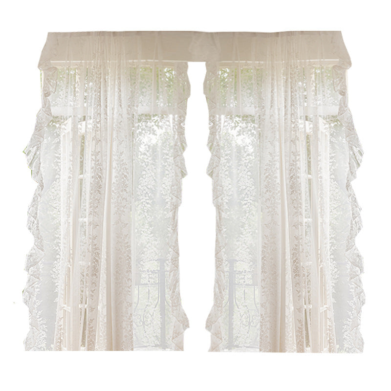 Flowers like brocade new lace gauze curtain transparent window screen bedroom light luxury high-end French bay window balcony window