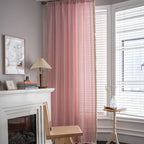Bay Window Curtain Finished Green Contrasting Color Blocking Curtain Semi-shading Tassel Embroidered Door Curtain Bedroom Rural Style