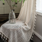 Curtain piece Beige Crochet Light Transmission American Country Hollow Living Room Balcony Bedroom Bay Window Art