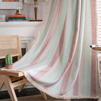 Shade curtains Rhyme Curtain Finished Striped Yarn-dyed White Whisker Contrast Kitchen Curtain Country Style Living Room Semi-Shaded Bay Window