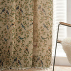 Jacquard Flower Bird Graphic Curtain for Kitchen Semi-Shaded Bay Window Treatment Factory Direct Supply