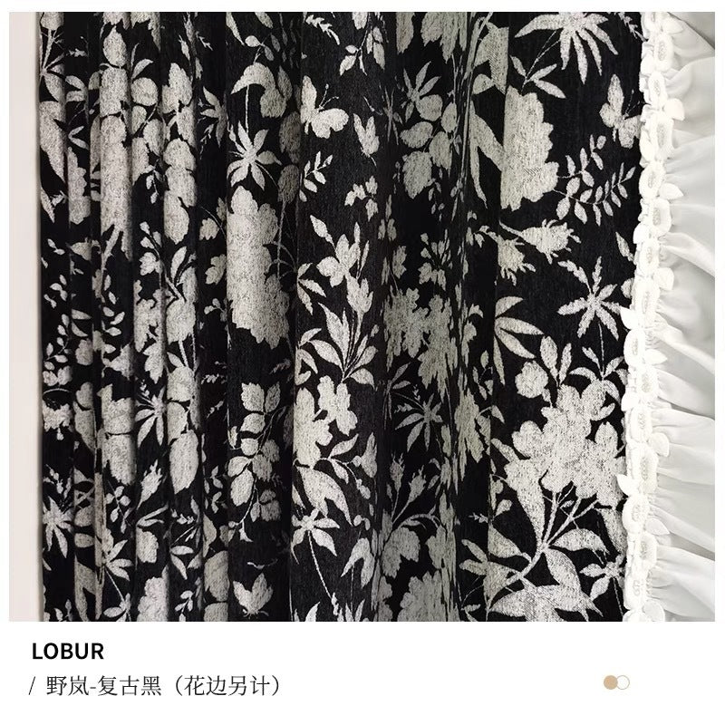 Autumn New American Style Antique Jacquard Curtain Vintage Chenille Bedroom Living Room Bay Window Thickened Blackout Curtain