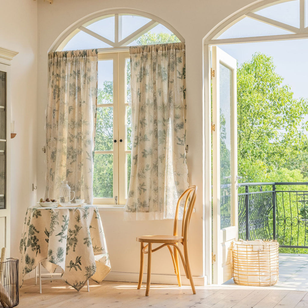 Grey Printed Curtain Sketch Semi-Shading Short Design Fresh Style Direct from Factory