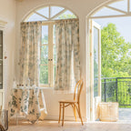 Grey Printed Curtain Sketch Semi-Shading Short Design Fresh Style Direct from Factory