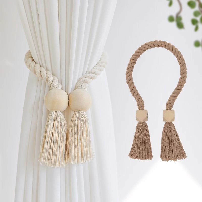Hot New Cross-border Source Pastoral Curtain Tie Log Strong Magnetic Non-perforated Magnetic Tie Buckle Tie Rope Tie