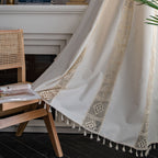 Curtain country style Curtain Finished Printed Hollow Stitching American Style Kitchen Curtain Semi-Shading Curtain Tassel