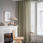 Bay Window Curtain Finished Green Contrasting Color Blocking Curtain Semi-shading Tassel Embroidered Door Curtain Bedroom Rural Style