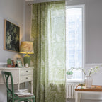 Curtain shades Finished Green Leaf Semi-shading Kitchen Curtain Partition Curtain Floating Window Transparent Factory Direct Supply