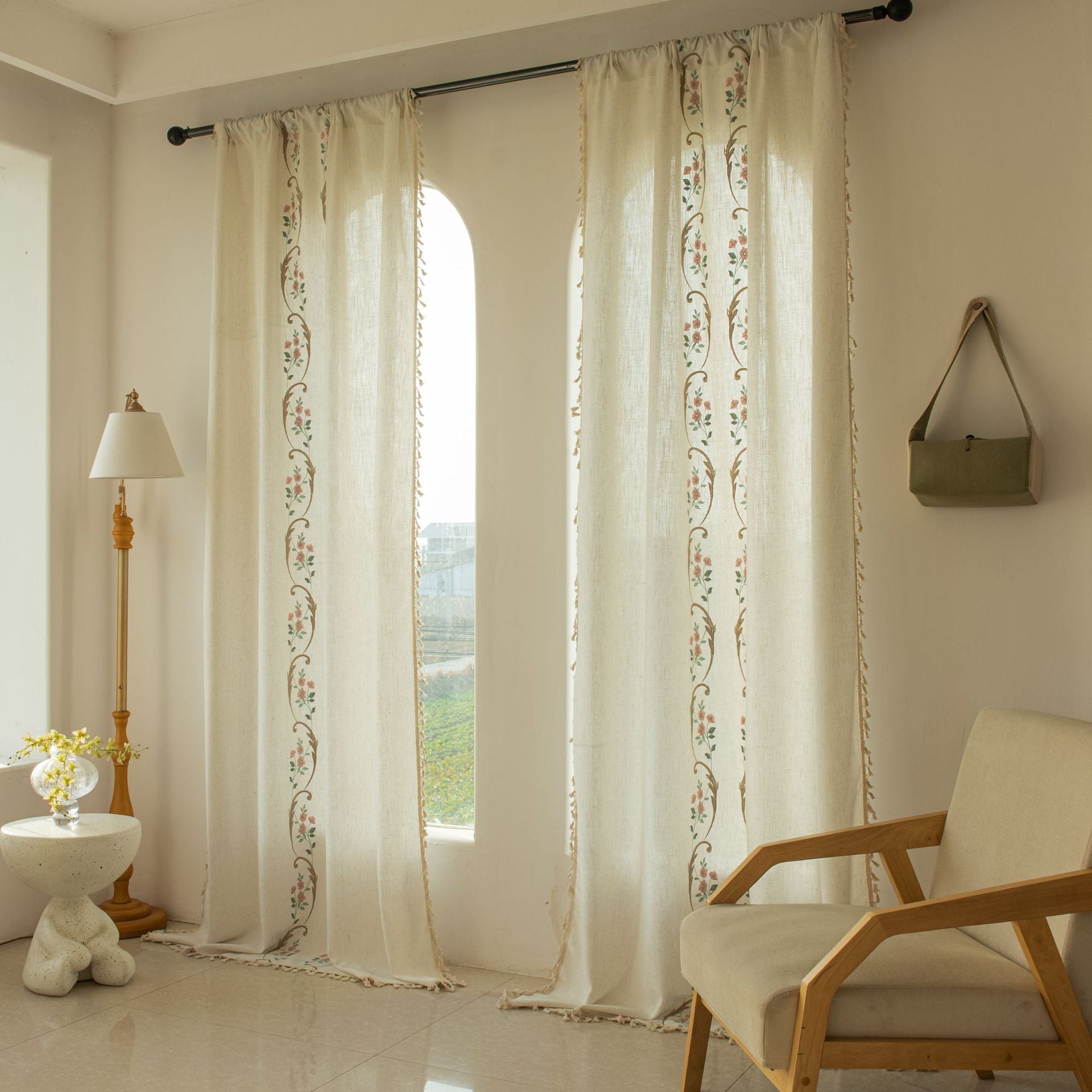 Curtain Transparent and Impermeable American Country Pastoral Curtain Living Room Balcony Bedroom Decoration