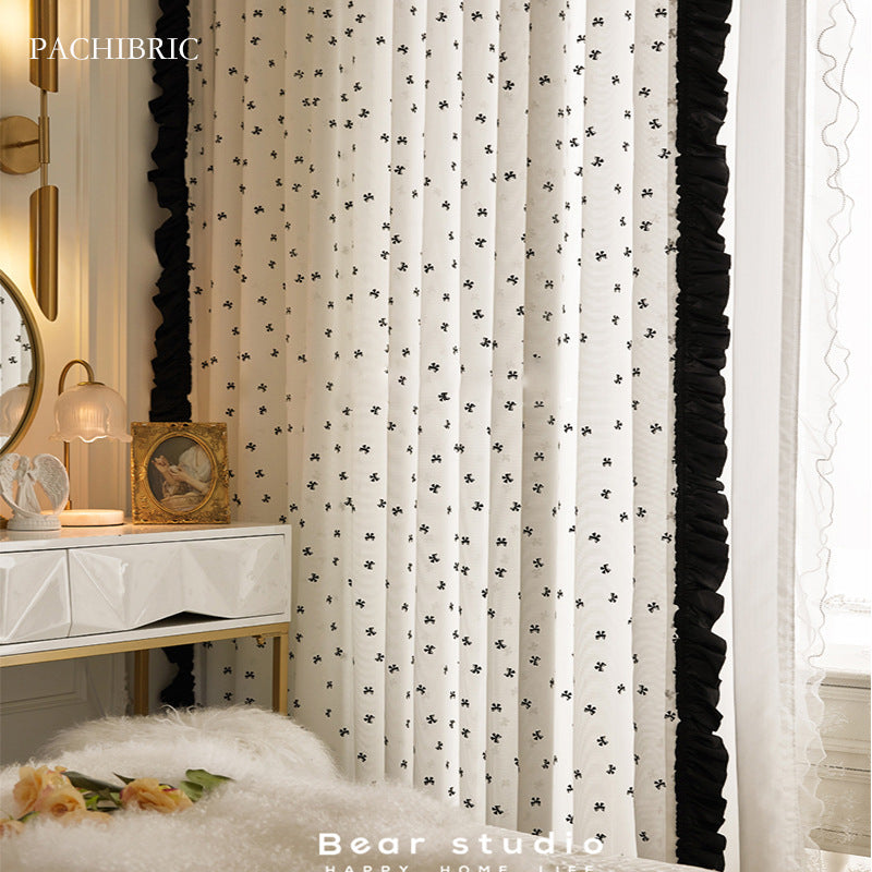 Hepburn style French retro romantic Chanel style lace curtain design sense window screen curtain sweet girl room curtain