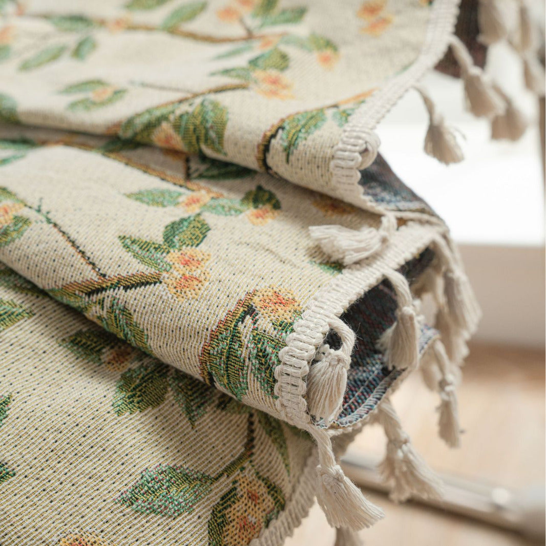 Jacquard Flower Bird Graphic Curtain for Kitchen Semi-Shaded Bay Window Treatment Factory Direct Supply