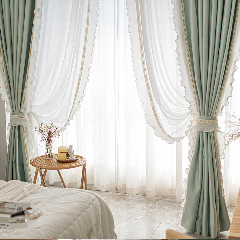 French Mulberry Silk Romantic Princess Lace Curtain Fabric High Precision Silk High Temperature Shaped Curtain Finished Products