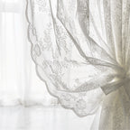 American-style Nordic French-style Lace Window Screen Warp Knitted Jacquard Balcony Curtain Door Curtain Rose Garden Window Screen Finished Cross-border