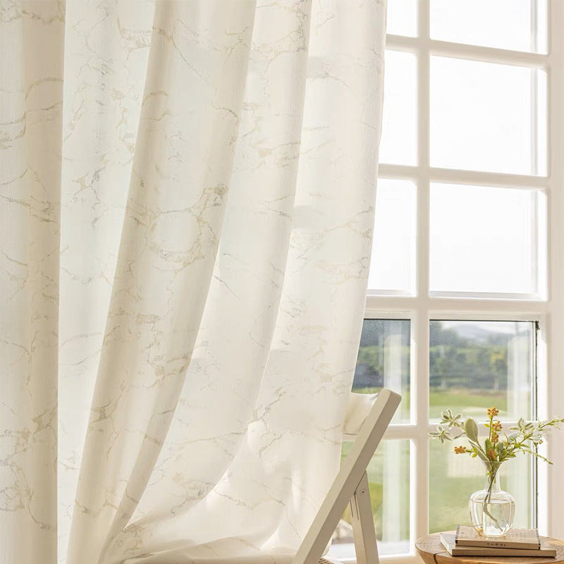 Marbling window screen gauze curtain living room dining room balcony transparent gauze curtain thickened window screen white gauze sun protection